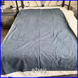 2 Pottery Barn Linen Blend Blackout Curtain Panels Navy Lined 50x84 READ