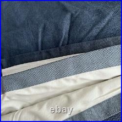 2 Pottery Barn Linen Blend Blackout Curtain Panels Navy Lined 50x84 READ