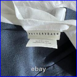 2 Pottery Barn Linen Blend Blackout Curtain Panels Navy Lined 50x84 READ