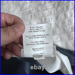 2 Pottery Barn Linen Blend Blackout Curtain Panels Navy Lined 50x84 READ