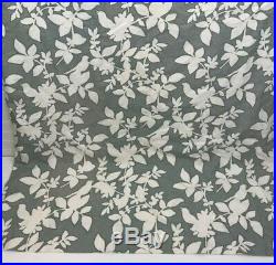 2 Pottery Barn Linen Blend Drapes Curtain Panels Lined Floral Birds Gray Ivory