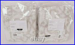 2 Pottery Barn Margot scroll print rod pocket blackout curtains, 50x84, taupe