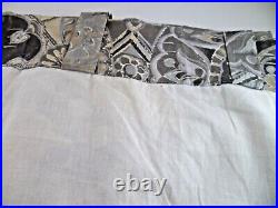 (2) Pottery Barn Medallion Gray Silver Beige Panels Curtain Drape Lined 50x84