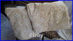 2 Pottery Barn Mustard YellowithTaupe Lined Curtains and 2 Ivory Sheer Curtain Set