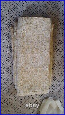 2 Pottery Barn Mustard YellowithTaupe Lined Curtains and 2 Ivory Sheer Curtain Set