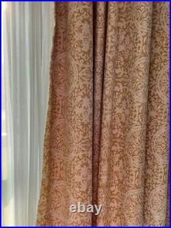 2 Pottery Barn Mustard YellowithTaupe Lined Curtains and 2 Ivory Sheer Curtain Set