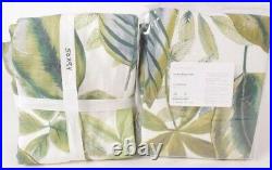 2 Pottery Barn Palm print rod pocket cotton lined curtain panels, 50x84, green