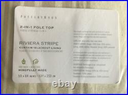 (2) Pottery Barn Riviera Stripe Blackout Drape Curtains Sandalwood 50x84