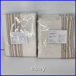 2 Pottery Barn Riviera Striped 50x108 Cotton lined Curtain Drapes Sandalwood