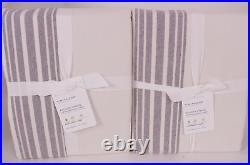 2 Pottery Barn Riviera Striped Linen Cotton Blackout Curtains, 50x108, Charcoal