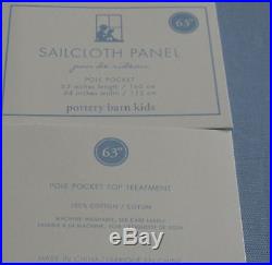 2 Pottery Barn Sailcloth Curtains Drapes PoleTop Pocket 44x63L Light Blue Cotton