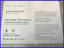 (2) Pottery Barn Seaton Textured Pole Blackout Drapes Curtains 50x84 Neutral