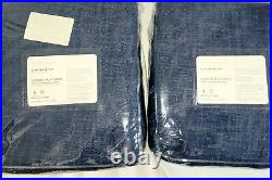 2 Pottery Barn Seaton textured 3 in 1 pole top blue blackout curtains