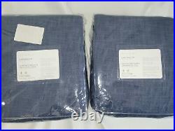 2 Pottery Barn Seaton textured 3 in 1 pole top blue blackout curtains