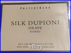 2 Pottery Barn Silk Dupioni Drape Panels 50 x 108 Ivory/Cream