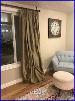 2 Pottery Barn Silk Dupioni Drapes 50x96 Inverted Pleat Fully Lined Color Clay