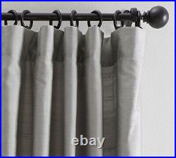 2 Pottery Barn Silk Dupioni Drapes Curtains Blackout 50x84 Platinum Gray