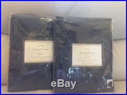 2 Pottery Barn Silk Dupioni Drapes Panels Pole Top 50x96 Indigo Blue Navy $358