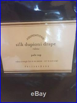 2 Pottery Barn Silk Dupioni Drapes Panels Pole Top 50x96 Indigo Blue Navy $358