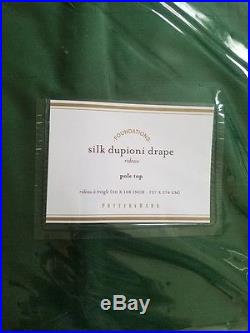 2 Pottery Barn Silk Dupioni Pole Pocket Drapes 50 X 108 EMERALD GREEN
