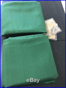 2 Pottery Barn Silk Dupioni Pole Pocket Drapes, 50 X 84, emerald green (EUC)