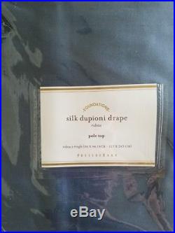 2 Pottery Barn Silk Dupioni Pole Pocket Drapes 50 X 96 LAGOON