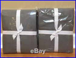 (2) Pottery Barn Silk Dupioni Pole Pocket Drapes Blackout 50x96 Flagstone Gray