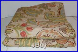 2 Pottery Barn Simone Drapery Panels Linen Cotton Brown Green Red 50x96 Lined