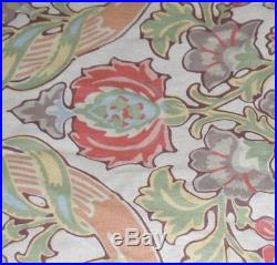 2 Pottery Barn Simone Drapery Panels Linen Cotton Brown Green Red 50x96 Lined