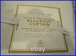 2 Pottery Barn Teen Tufted Pom Border Blackout Curtains panels 52 63 Optic White