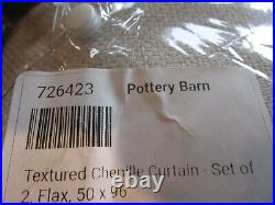 2 Pottery Barn Textured chenille curtains Drapes 50 96 flax New