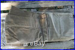 2 Pottery Barn Velvet Drapes Curtains Panels Lined Taupe Pole Pocket Top 48 x96