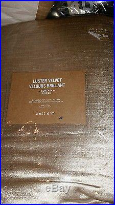 2 West Elm Luster Velvet Drapes panels 48 X 96 stone New