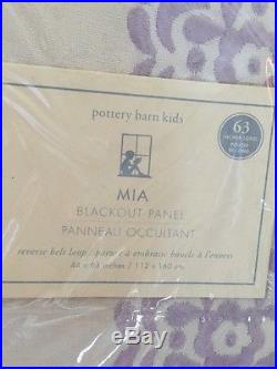 2pc Pottery Barn Kids Mia Blackout Lined Curtains Panels Drapes 44x63 Lavender