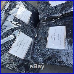 4 New Pottery Barn Lucia Embroidered Blue Lined Drapes Curtains Panels 96 Nwt