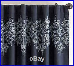 4 New Pottery Barn Lucia Embroidered Blue Lined Drapes Curtains Panels 96 Nwt