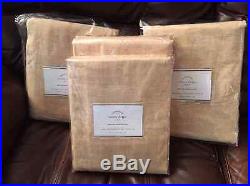 4 New Pottery Barn EMERY LINEN COTTON DRAPES 84 in WHEAT set of 4 NWT
