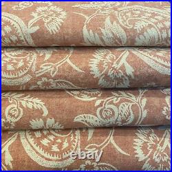 4 POTTERY BARN Alessandra Floral 50 x 108 Linen Lined Drape Curtain Panel Red