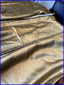 4 PanelsPottery Barn silk Gold Drapes Curtain Panels rod pocket 50x962 Pair