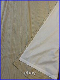 4 Pottery Barn Curtain Panel 100% Linen Yellow Gold White Stripe Line Rod Pocket
