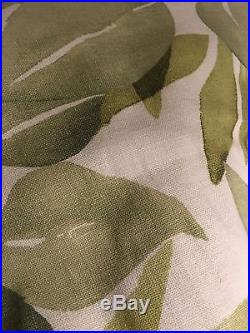 4 Pottery Barn Palm Leaf White and Green Linen Cotton lined Curtain Panels, $396