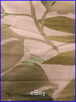 4 Pottery Barn Palm Leaf White and Green Linen Cotton lined Curtain Panels, $396