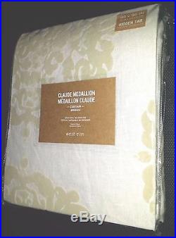 Claude Medallion Flocked Curtain 48x96 in Stone from West Elm/Pottery Barn