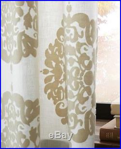 Claude Medallion Flocked Curtain 48x96 in Stone from West Elm/Pottery Barn