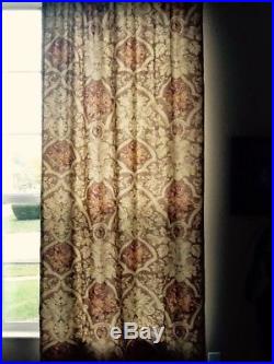 Four (4) Pottery Barn 50 x 108 floral, lined curtains