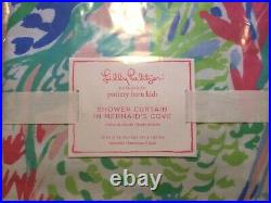 LILLY PULITZER Pottery Barn Shower Curtain And Bath Mat LOT IN MERMAID Cove RARE