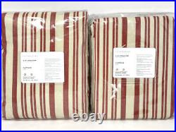 NEW2Pottery Barn Antique Stripe Print Linen Cotton Curtains Drapes96 Red