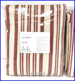 NEW2Pottery Barn Antique Stripe Print Linen Cotton Curtains Drapes96 Red