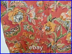 NEW Linen Blend POTTERY BARN Red Floral Vanessa Curtain 2 Panels 50 x 84