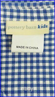 NEW Lot of 4 Pottery Barn Kids Gingham Blue White Curtain Panels 63 X 44